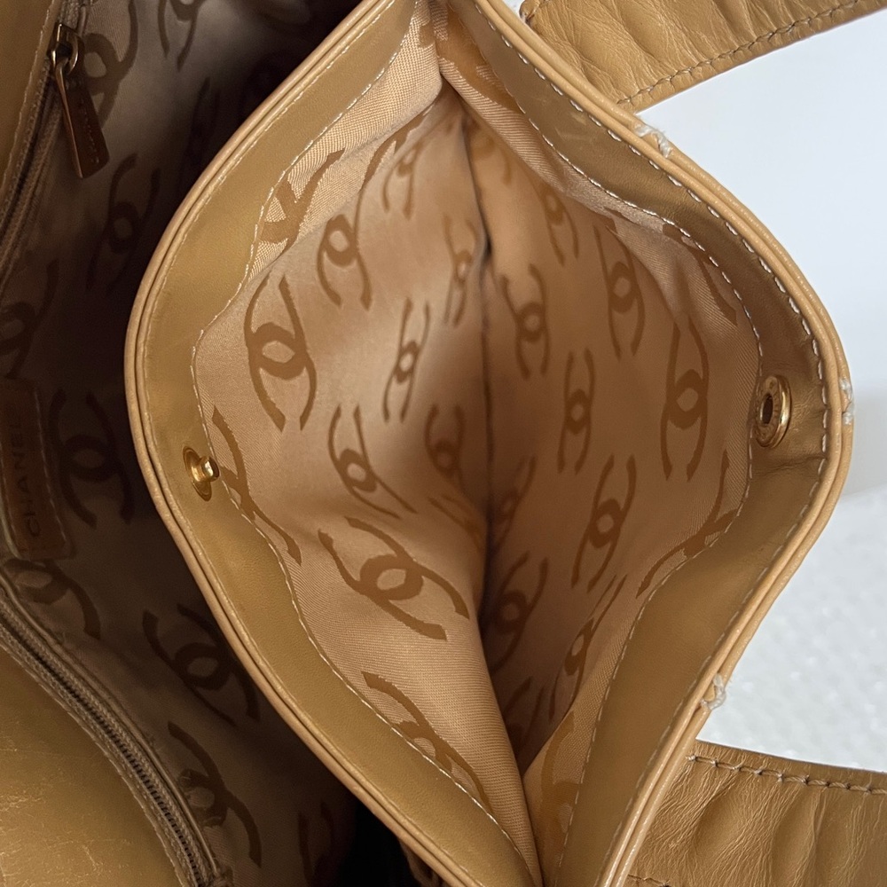 Chanel Classic Tan Quilted Leather Shopper Tote Bag - Picture 9 of 14